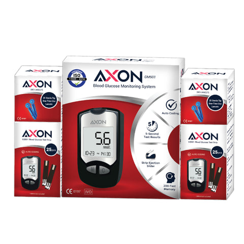 Axon Blood Glucose Monitoring System + Test Strips + Lancets (GM501)