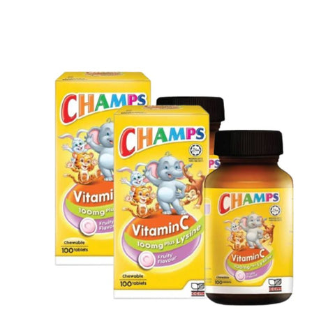 Champs Vitamin C 100mg Chewable Tablet (Lysine Fruiti)