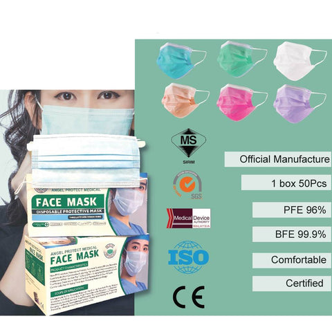 Angel Protect Medical Adult 3 Ply Face Mask 50s x2