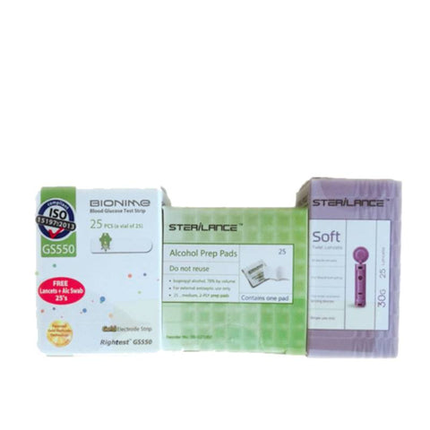 Bionime GS550 Test Strip FOC Lancet Alcohol Swabs