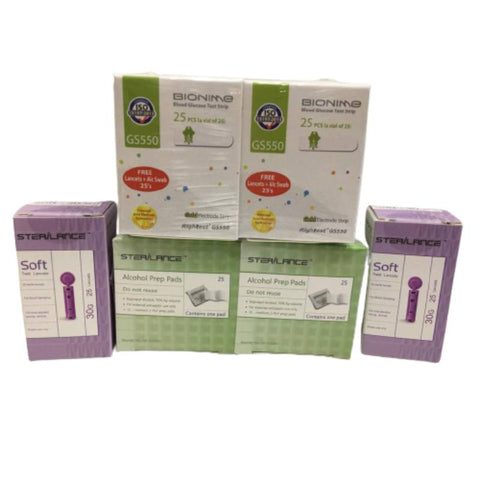 Bionime GS550 Test Strip FOC Lancet Alcohol Swabs