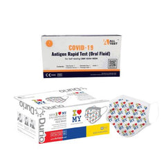 Durio 531A I LOVE MY 3 Ply Protective Face Mask (Adult) + ALLTEST COVID-19 Antigen Rapid Test Kit (Oral Fluid Self Testing)