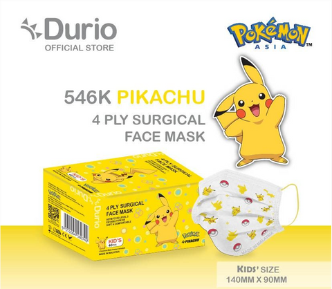 Durio 546K Pokemon Kids 4 Ply Surgical Face Mask 40s