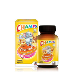 Champs Vitamin C 100mg Sugar Free Chewable Tablet (Strawberry)