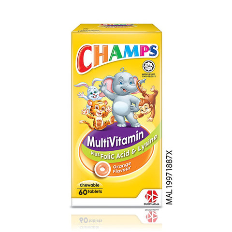 Champs Multivitamins Plus Folic Acid & Lysine Chewable Tablet (Orange)