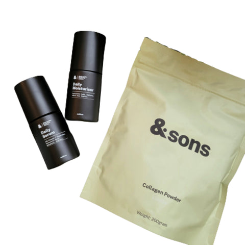 AndSons Healthy Skin Kit For Men (Moisturiser + Vitamin C Serum + Collagen Powder)