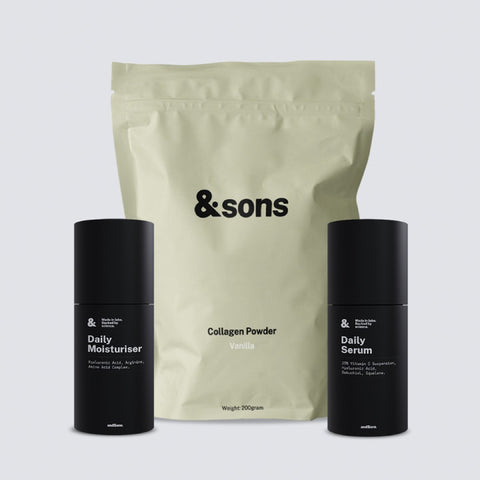 AndSons Healthy Skin Kit For Men (Moisturiser + Vitamin C Serum + Collagen Powder)