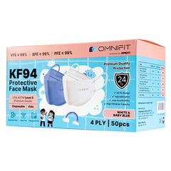 Omnifit Kf94 4 Ply Protective Face Mask Kids (White and Baby Blue)