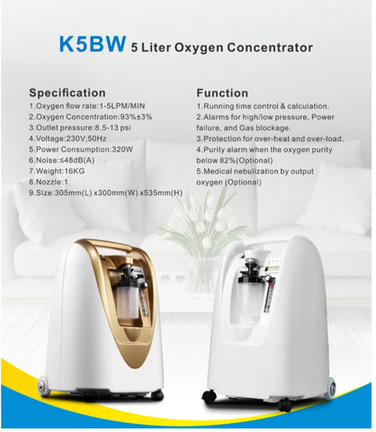 [Pre-Order] K5BW Oxygen Concentrator for Home Use (1 year warranty)