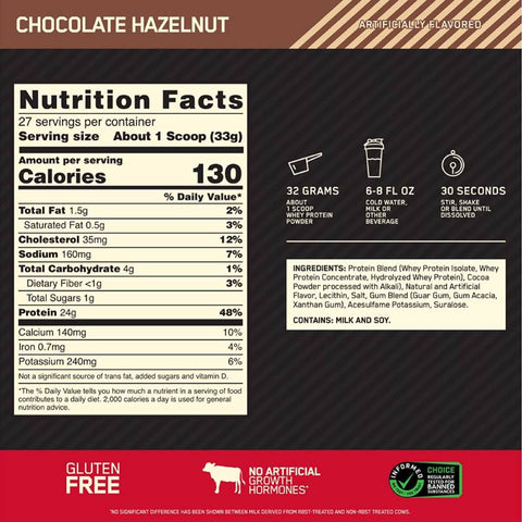 Optimum Nutrition Gold Standard 100% Whey Chocolate Hazelnut Powder