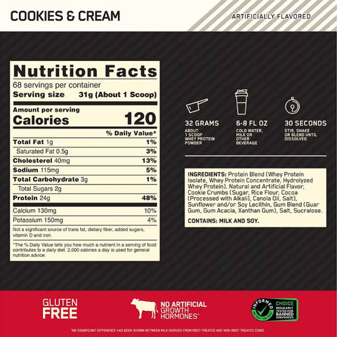 Optimum Nutrition Gold Standard 100% Whey Cookies & Cream Powder
