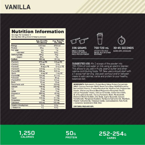 Optimum Nutrition Serious Mass Vanilla Powder